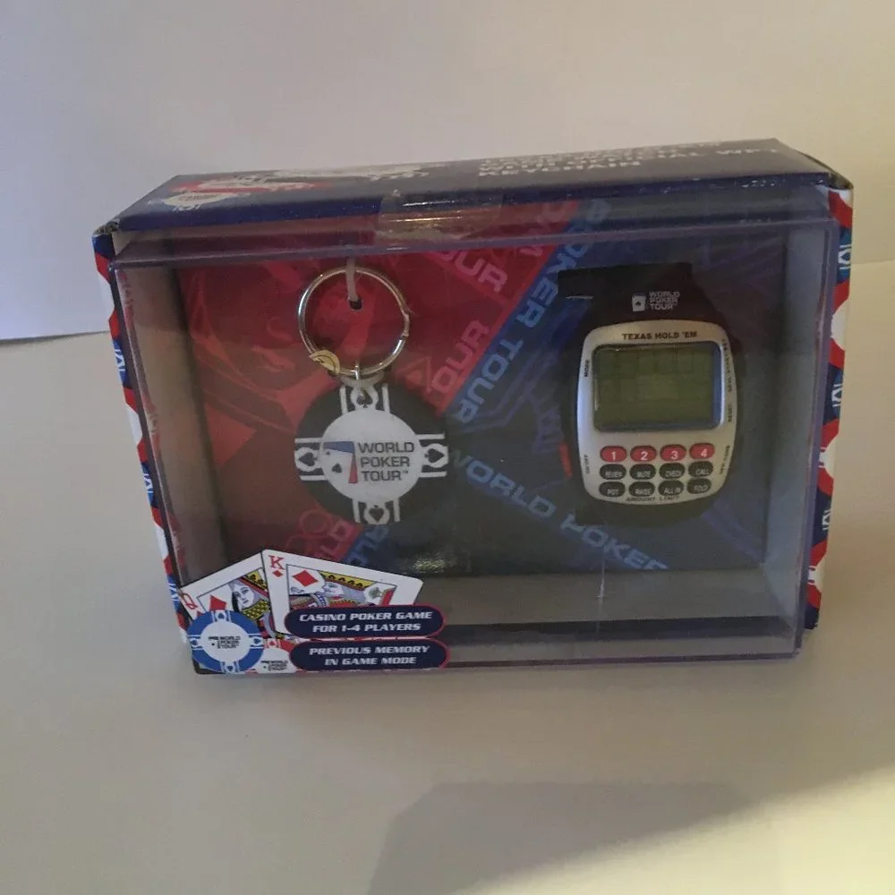 World Poker Tour Travel Game Wrist Watch Texas Hold'em Official With keychain